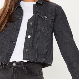 Gray cropped denim jacket